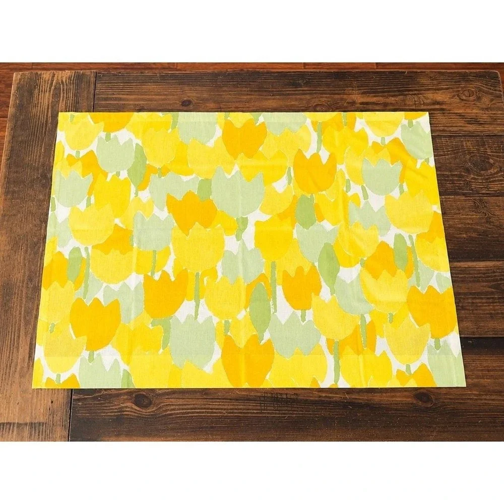 Vera Neumann Vintage Custom Curtain Panels 4 pc Yellow Orange‎ Tulip Floral